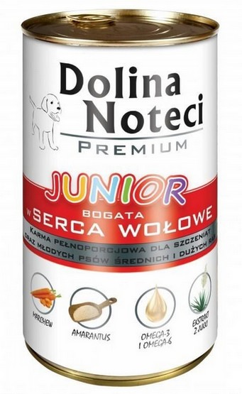 Dolina Noteci Premium Pies Junior Serca wołowe puszka 400g-1