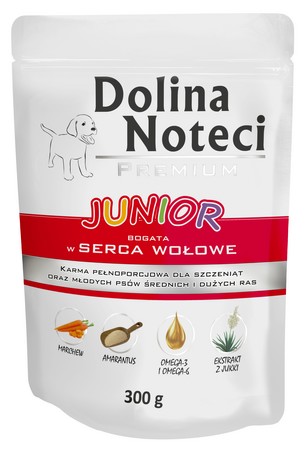 Dolina Noteci Premium Pies Junior Serca wołowe saszetka 300g-1